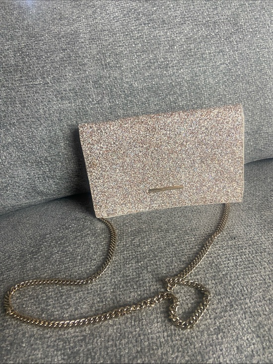 Aldo Handbags - Aldo Glitter Clutch with Gold Chain - Rose Gold Sparkle